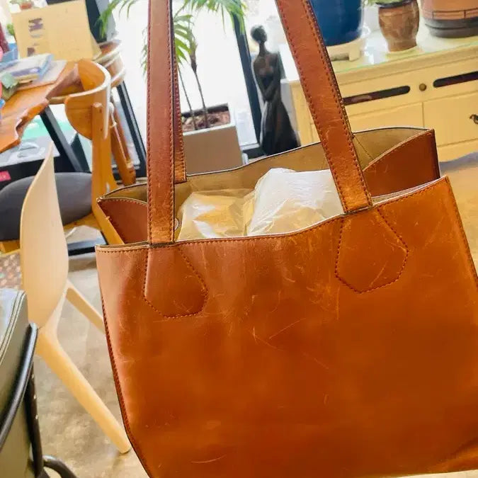 [BUNJANG] Aigner Brown Leather Tote Bag / 브라운 가죽 토트