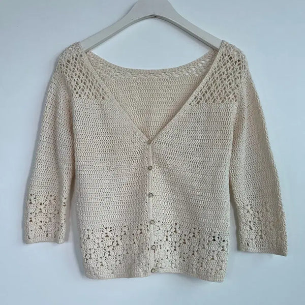 [BUNJANG] FREE'S PHRASE Ivory Crochet Cardigan (Size M) / FREE'S PHRASE 아이보리 크로셰 가디건 M