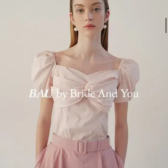 [BUNJANG] Bride and You NANCY Twisted Ribbon Blouse Pale Pink / 브라이드앤유 NANCY Twisted ribbon 블라우스