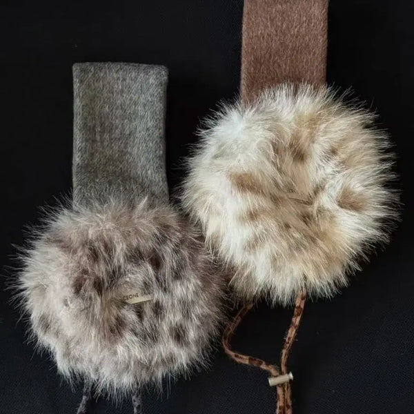 [BUNJANG] Fur Scarf Set (Grey/Brown) / 퍼 머플러 2개 세트 그레이/브라운