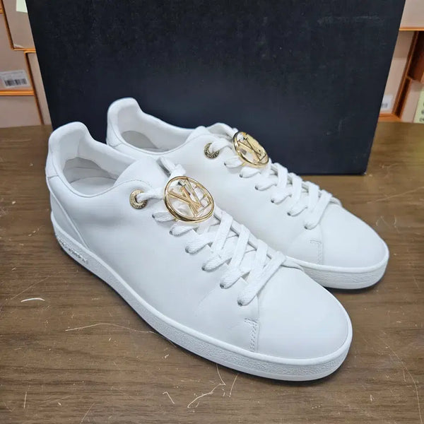 [BUNJANG] Louis Vuitton LV Circle Frontrow Gold Plated Sneakers White 37 (240) / 37(240) 루이비통 LV 써클 프론트로우 금장 스니커즈 화이트
