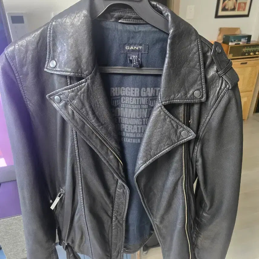 [BUNJANG] GANT Leather Rider Jacket Black / GANT 가죽 라이더 자켓 블랙