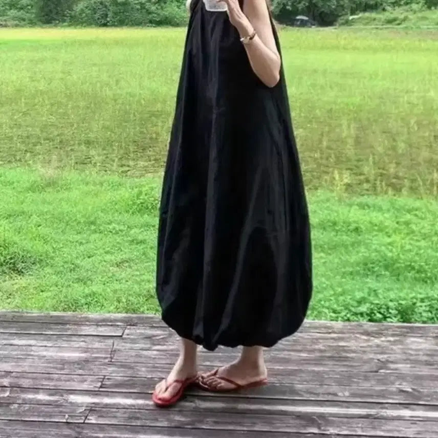 [BUNJANG] Shirring Flower Volume Fit Long Dress / (당일발송)10만원대 상품 단일 수량 초특가 셔링 플라워볼륨핏 롱원피스