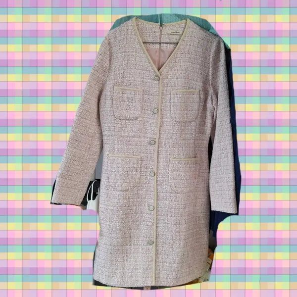 [BUNJANG] Roem Tweed Pink Dress (Size M) / 트위드 핑크 원피스 하객룩