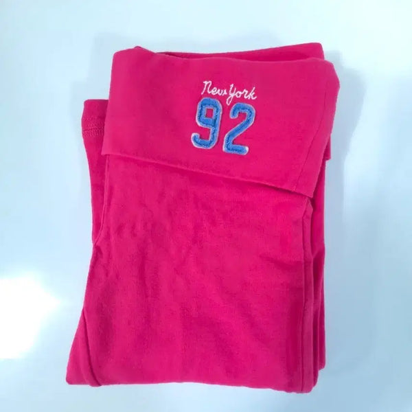 [BUNJANG] Hot Pink 'New York 92' Embroidered Leggings / 핫핑크 뉴욕 92 레깅스 새상품