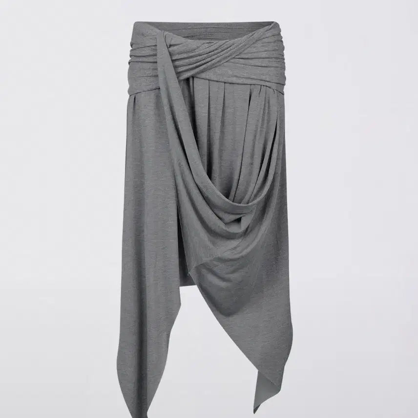 [BUNJANG] Sculptor Draping Unbalance Skirt Mélange Grey / (새상품) 스컬프터 드레이핑 언발란스 스커트 멜란지 그레이