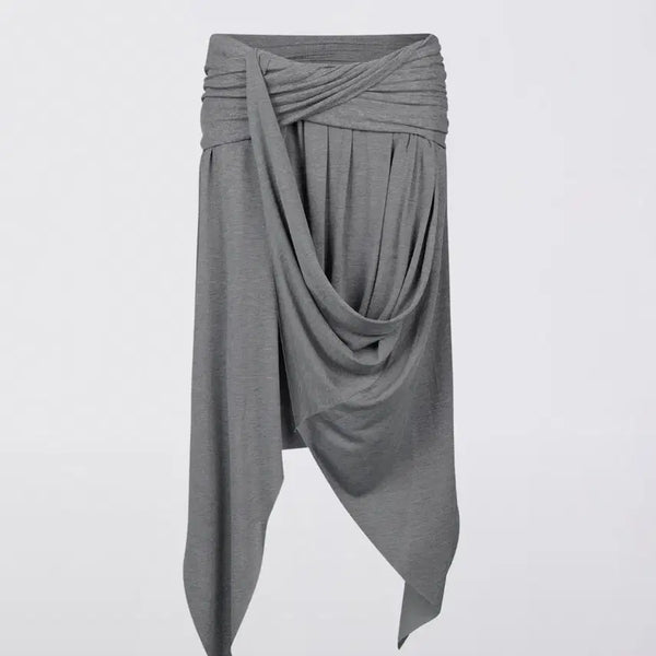 [BUNJANG] Sculptor Draping Unbalance Skirt Mélange Grey / (새상품) 스컬프터 드레이핑 언발란스 스커트 멜란지 그레이