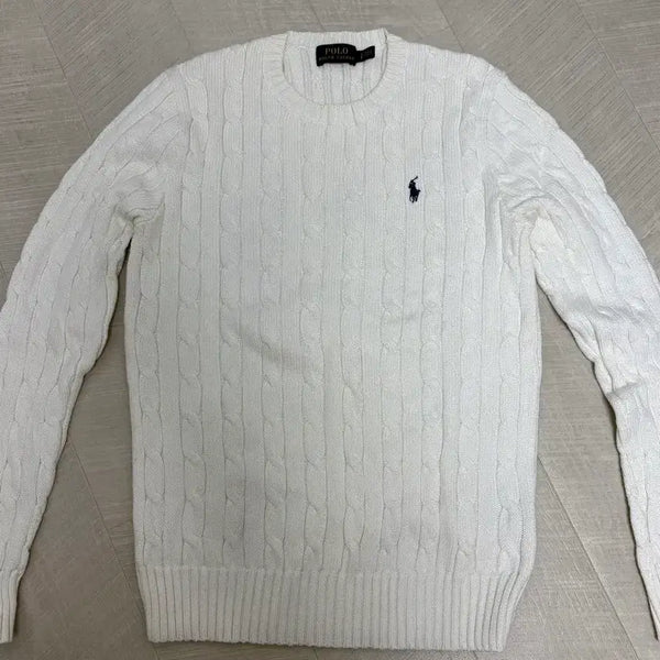 [BUNJANG] Polo Ralph Lauren Cable Knit Sweater White S / 폴로 랄프로렌 케이블 니트 화이트 S