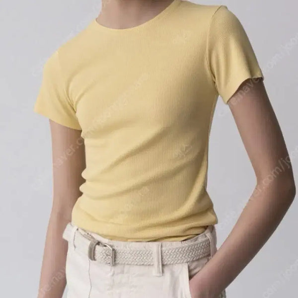 [BUNJANG] Urbanic Ribbed Short Sleeve T-Shirt Navy / 얼바닉 골지 반팔 티셔츠 네이비