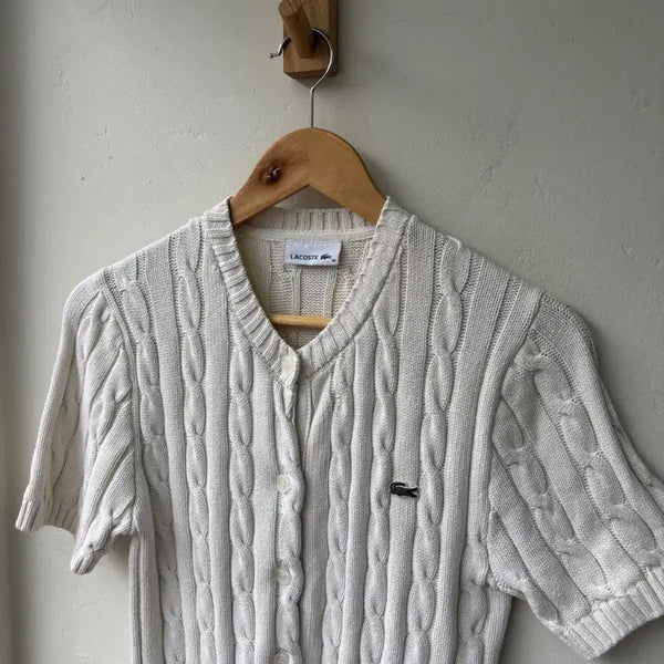 [BUNJANG] Lacoste Cable Short Sleeve Cardigan / 17464 - 라코스테 케이블 반팔 가디건