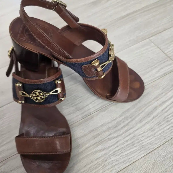 [BUNJANG] Tory Burch Brown Leather Mix Sandals Size 6.5M (230-235) / 토리버치 브라운 샌들 6.5M