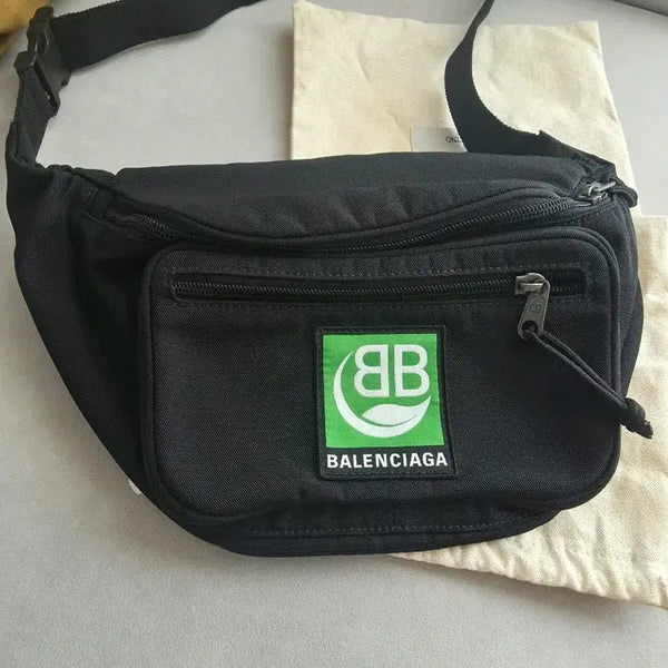 [BUNJANG] Balenciaga Green BB Logo Patch Nylon Belt Bag / 발렌시아가 그린 BB 로고패치 나일론 벨트백