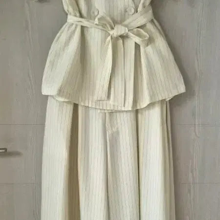 [BUNJANG] Women's Cream Ivory Wide Leg Pants & Jacket Set / 자켓,와이드바지 상하셋업 새상품