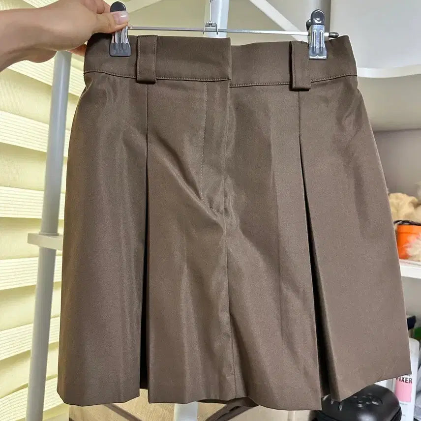 [BUNJANG] Brown Pintuck Mini Skirt / 브라운색 핀턱스커트