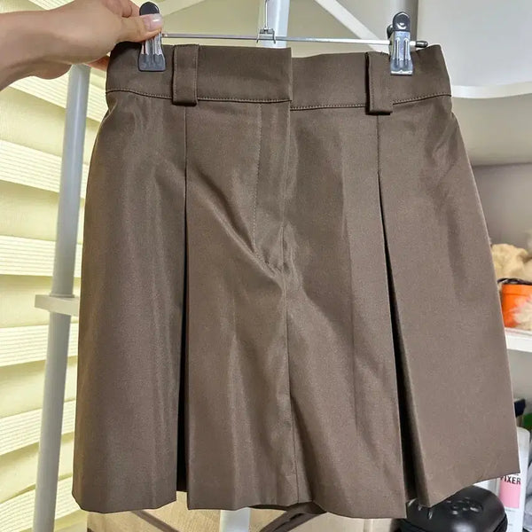 [BUNJANG] Brown Pintuck Mini Skirt / 브라운색 핀턱스커트