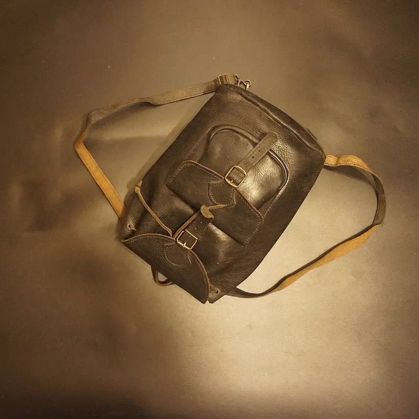 [BUNJANG] Vintage Leather Mini Backpack / Q383 여성빈티지 미니배낭 가죽백팩 배낭 미니백팩 여자백팩 레더미니백