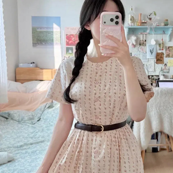 [BUNJANG] Vintage Japanese Floral Print Dress / 일본 빈티지 잔꽃무늬 원피스