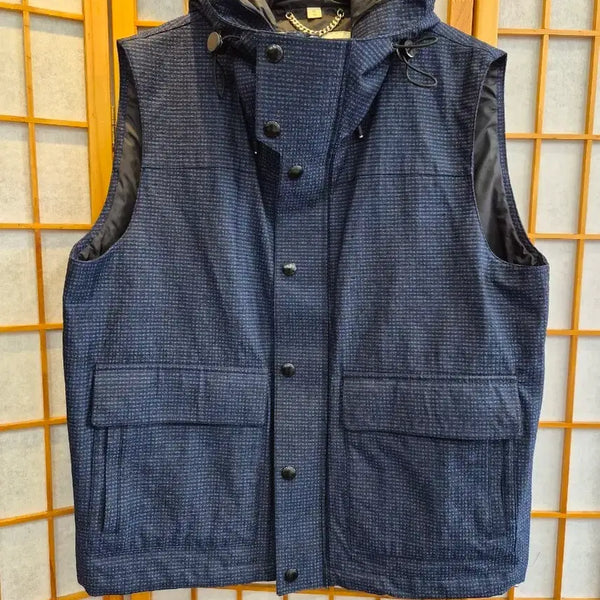 [BUNJANG] Burberry Check Hooded Vest Navy XL / 버버리 체크 후드 베스트 네이비 XL