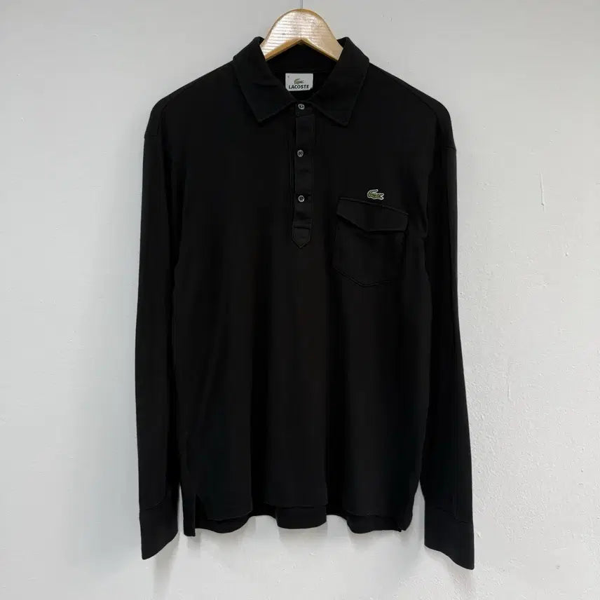 [BUNJANG] Lacoste Black Collar Long Sleeve Shirt Size 4 / [4] 라코스테 블랙 카라 롱슬리브