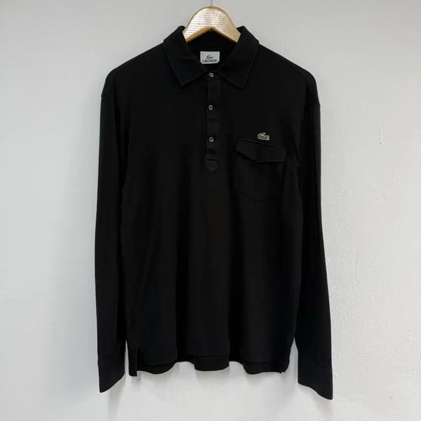 [BUNJANG] Lacoste Black Collar Long Sleeve Shirt Size 4 / [4] 라코스테 블랙 카라 롱슬리브