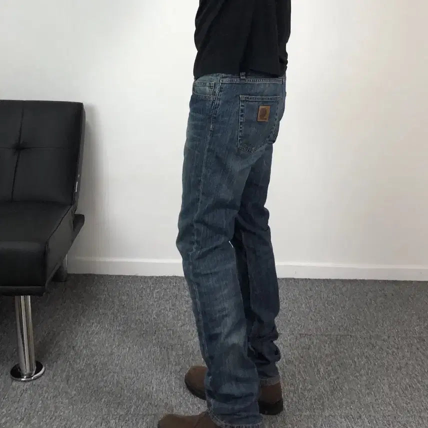 [BUNJANG] Carhartt WIP Patchwork Slim Straight Denim Pants / 칼하트 wip 패치 워크 데님팬츠 슬림 스트레이트