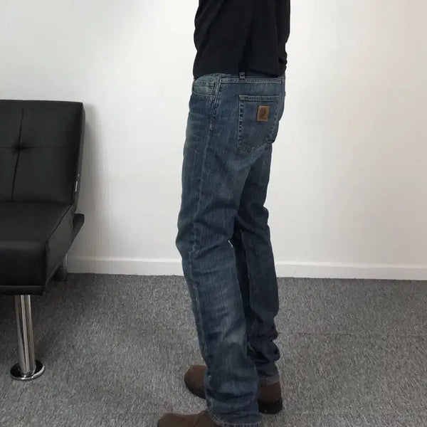 [BUNJANG] Carhartt WIP Patchwork Slim Straight Denim Pants / 칼하트 wip 패치 워크 데님팬츠 슬림 스트레이트