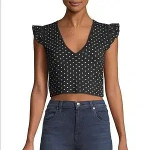 [BUNJANG] Club Monaco Polka Dot Crop Knit Top / 클럽모나코 도트 크롭 니트예요