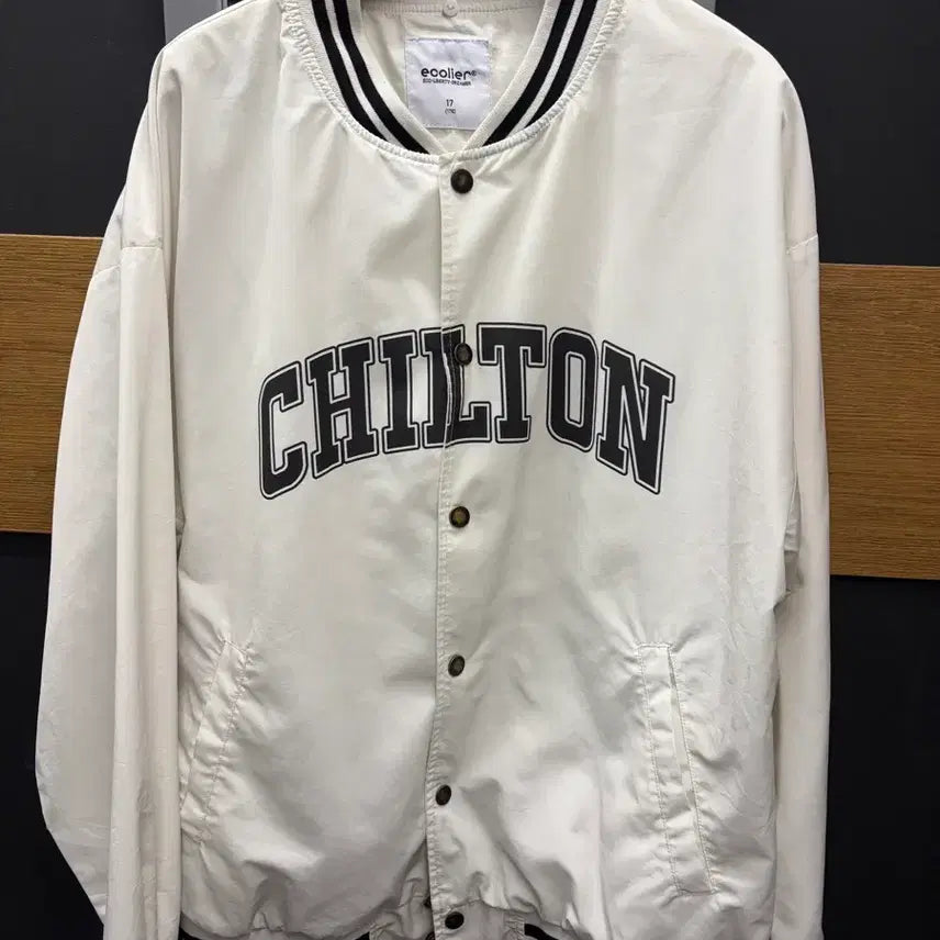 [BUNJANG] Ecolier Big Logo Baseball Jumper White / ecolier 에꼴리에 빅로고 야구 점퍼 화이트