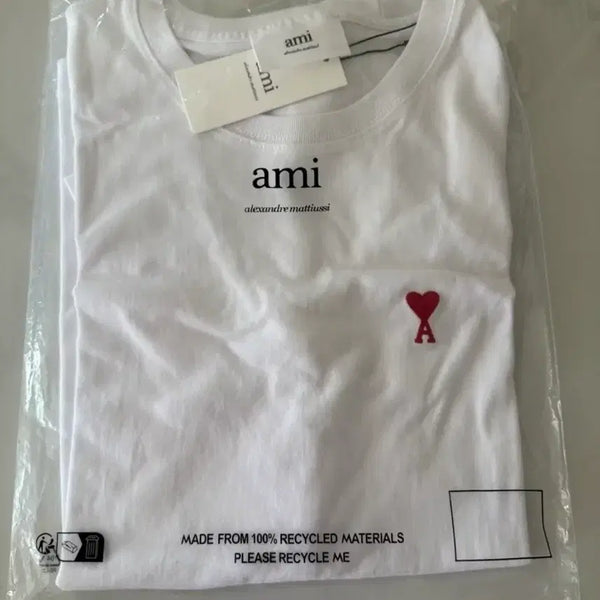 [BUNJANG] AMI Heart Logo Short Sleeve T-Shirt White / 아미 하트 로고 반팔 티셔츠 화이트