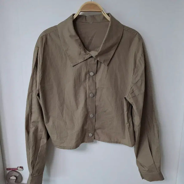 [BUNJANG] Brown Shirt Blouse (Size 55-66) / 브라운남방겸 블라우스ㅡ55~66