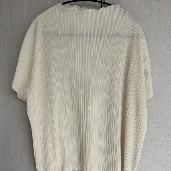 [BUNJANG] TOPTEN Women's Pleated Short Sleeve T-Shirt Ivory M / 탑텐 여성 플리츠 반팔 아이보리 m