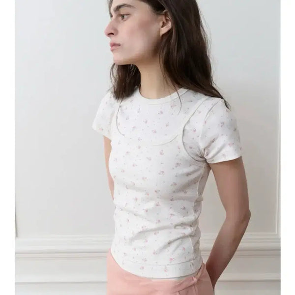 [BUNJANG] Theportaa ESSENTIAL LOGO TEE CREAM FLOWER / 더포르타 ESSENTIAL LOGO TEE, CREAM FLOWER