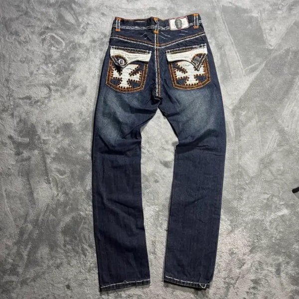 [BUNJANG] Laguna Beach USA Cubic Point Hip Embroidery Denim Pants / 라구나비치 USA Y2k 큐빅포인트 엉덩이자수 데님팬츠