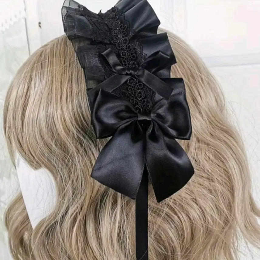 [BUNJANG] Lolita Headdress Lace Black Gothic Punk Jihre-gye / 새상품 로리타 헤도레 헤드 레이스 블랙 고스로리 고스펑크 지뢰계