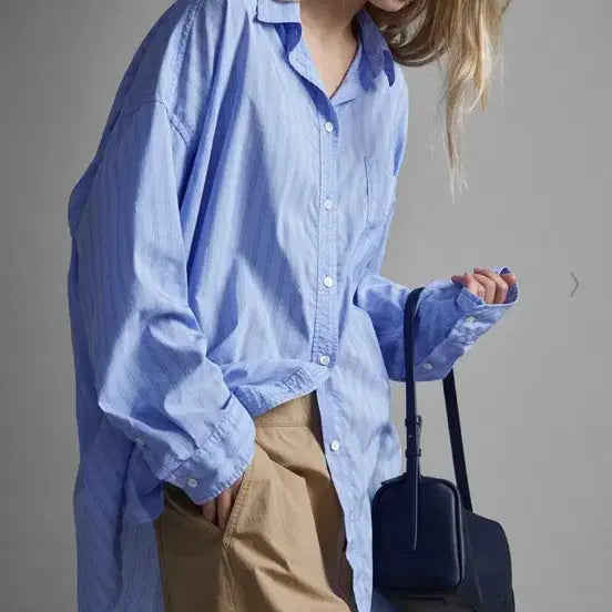 [BUNJANG] Vintage Striped Shirt Sky Blue / 빈티지 스트라이프 셔츠_sky blue