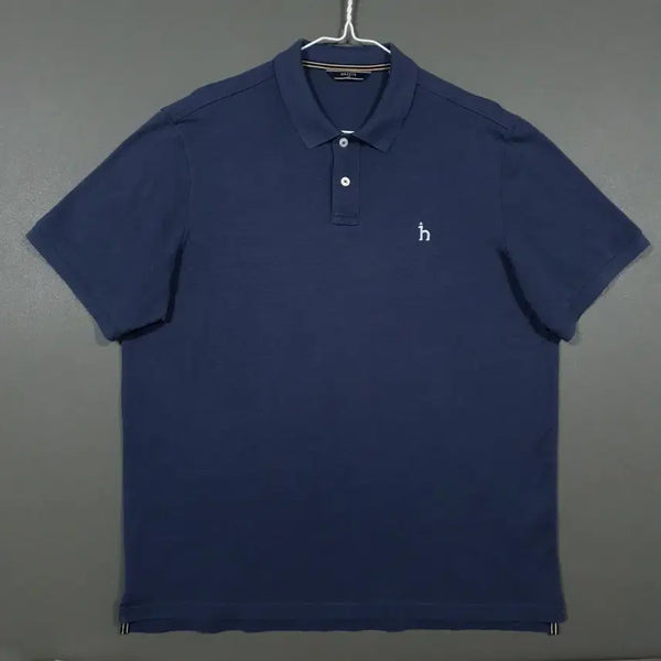 [BUNJANG] Hazzys 22SS Supima Cotton Short Sleeve Polo Shirt (Melange Navy) / 110) 헤지스 신형 22ss 수피마 코튼 반팔 카라티 폴로 셔츠 멜란지