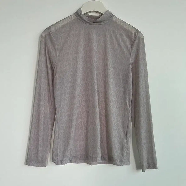 [BUNJANG] Dennis Logo Pattern Mock Neck Long Sleeve T-Shirt / DENNIS 골프 모크넥 로고 패턴 긴팔 티셔츠