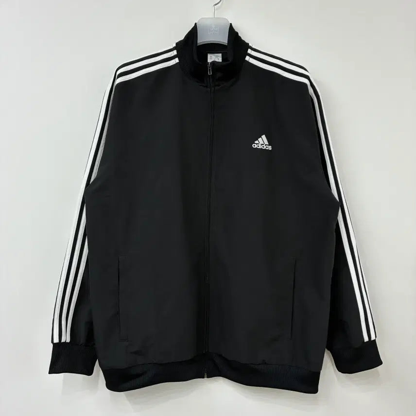 [BUNJANG] Adidas Embroidered Logo Black Woven Track Top Windbreaker Jacket / 아디다스 자수로고 블랙 우븐 트랙탑 바람막이 자켓