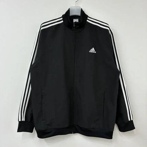 [BUNJANG] Adidas Embroidered Logo Black Woven Track Top Windbreaker Jacket / 아디다스 자수로고 블랙 우븐 트랙탑 바람막이 자켓