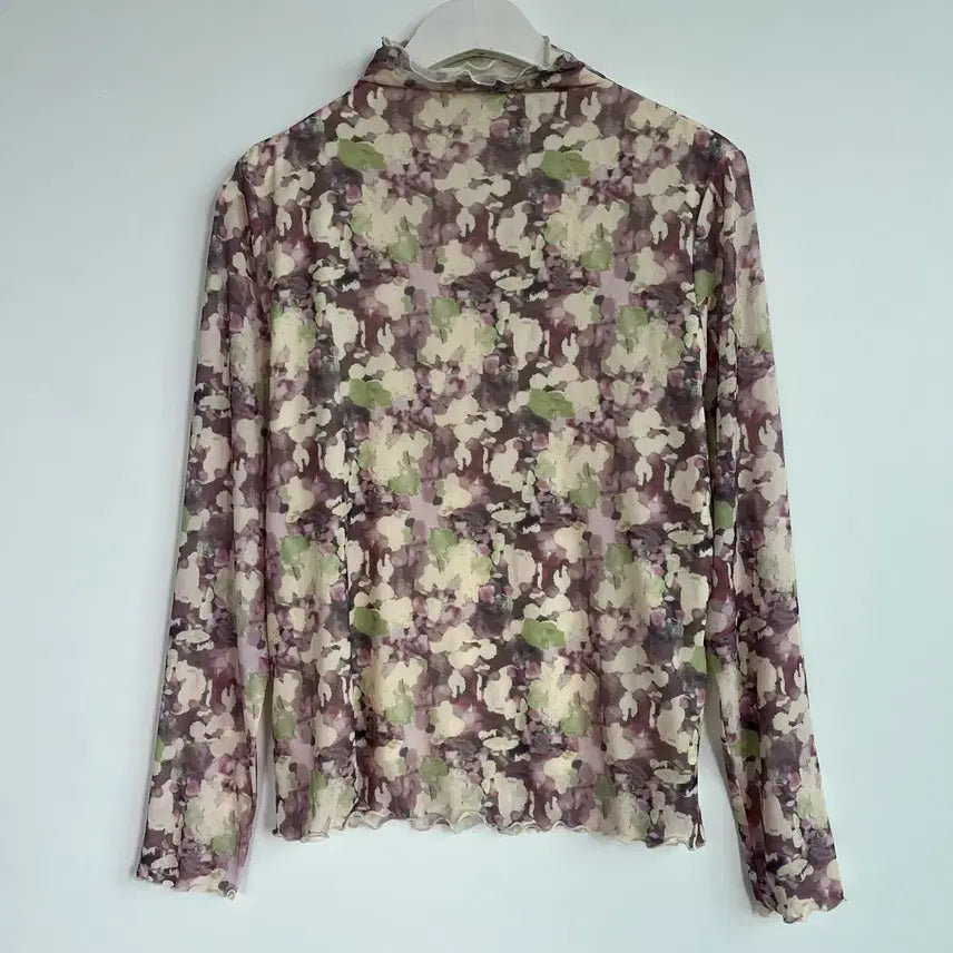 [BUNJANG] Anna Sui Mesh Mock Neck Floral Pattern Blouse / 안나수이 메쉬 반목 폴라 플라워 패턴 블라우스 66