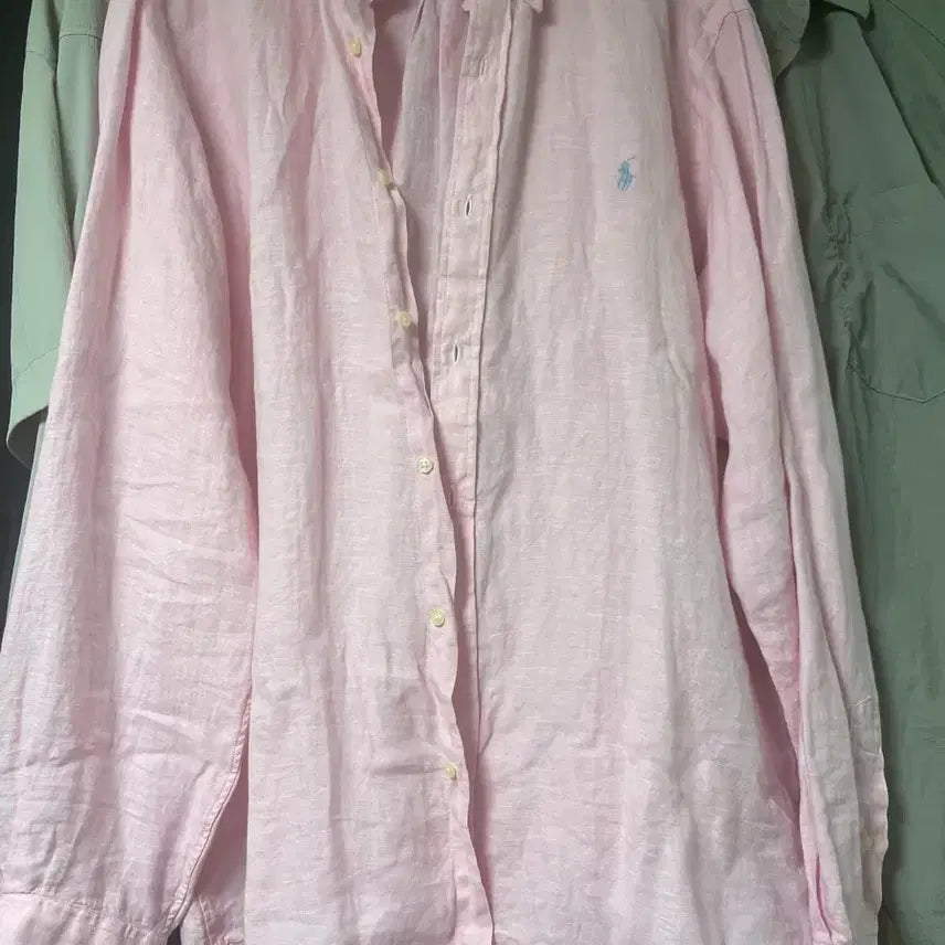 [BUNJANG] Polo Ralph Lauren Pink Linen Shirt XXL / 폴로 랄프로렌 핑크 린넨 셔츠 XXL
