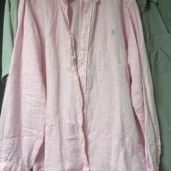 [BUNJANG] Polo Ralph Lauren Pink Linen Shirt XXL / 폴로 랄프로렌 핑크 린넨 셔츠 XXL