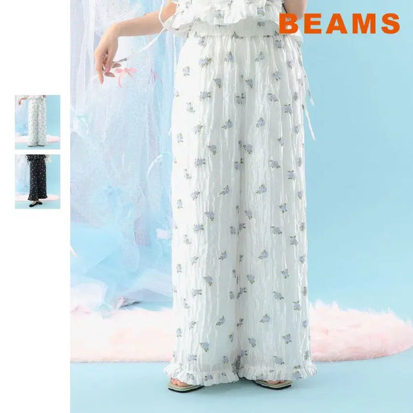 [BUNJANG] BEAMS x Carolina Glazer Flower Frill Pants / 빔즈 카로리나 그레이저 플라워 프릴 팬츠