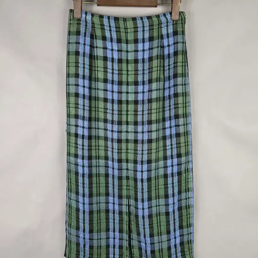 [BUNJANG] DUEL Summer Check Long Slit Skirt / [무료배송]듀엘 67-94(55) 여름용 체크 롱 슬릿 스커트 치마