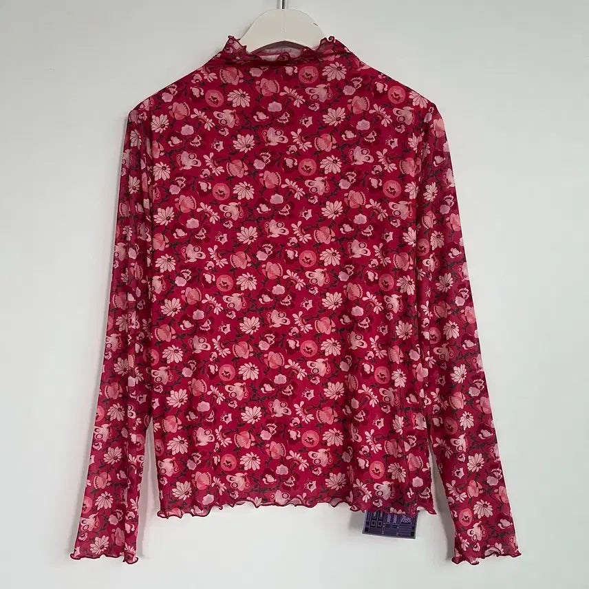 [BUNJANG] Anna Sui Flower Pattern Mesh Mock Neck Blouse / (새상품) 안나수이 플라워 패턴 메쉬 반목 블라우스 66