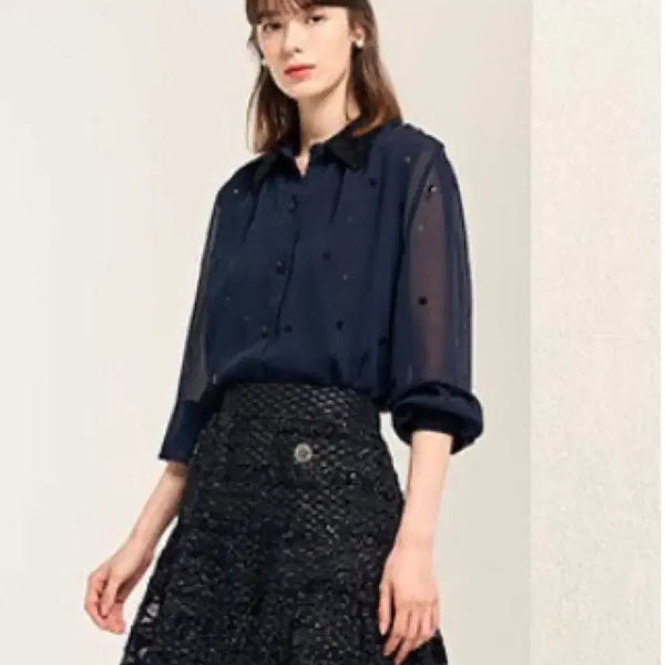 [BUNJANG] Mine by Handsome Sequin Collar Dot Blouse / 한섬 마인 스팽글 칼라 도트 블라우스 82