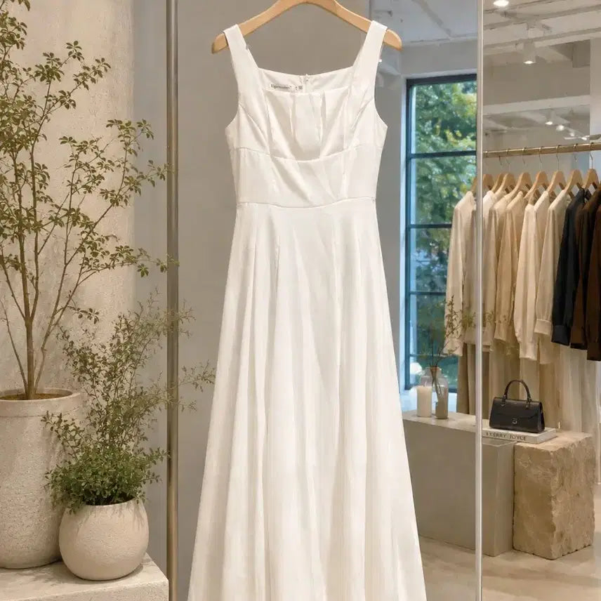 [BUNJANG] White Flare Long Dress / 화이트 플레어 원피스 44~슬림55