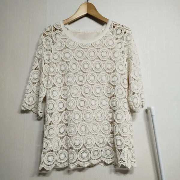 [BUNJANG] Crochet Knit Top / 크로쉐 니트
