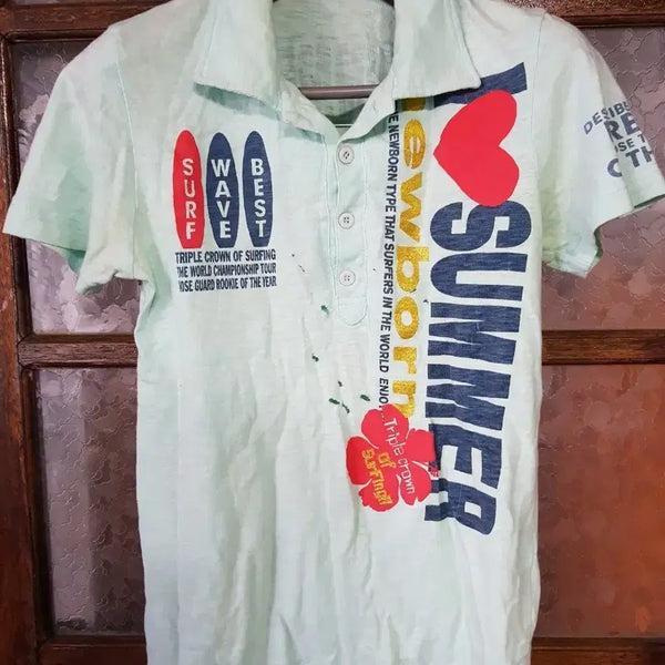 [BUNJANG] Surf Illustration Printing Shirt / 서핑 일러스트 프린팅 셔츠