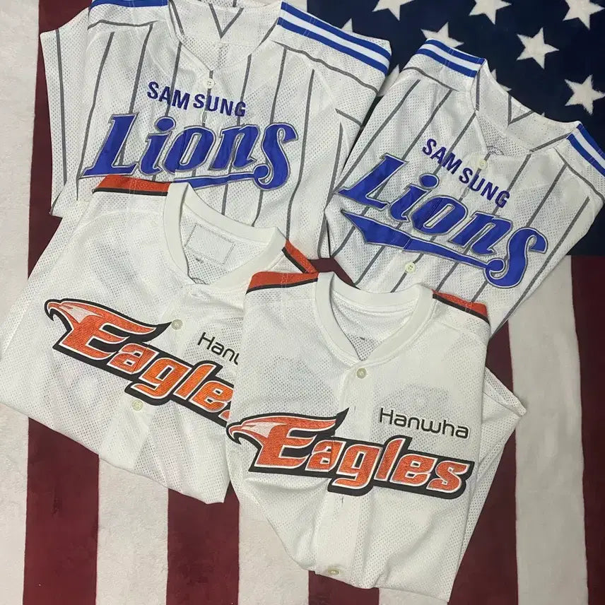 [BUNJANG] Samsung Lions / Hanwha Eagles Baseball Uniforms (Set of 4) / 삼성 라이온즈 유니폼 / 한화 이글스 유니폼